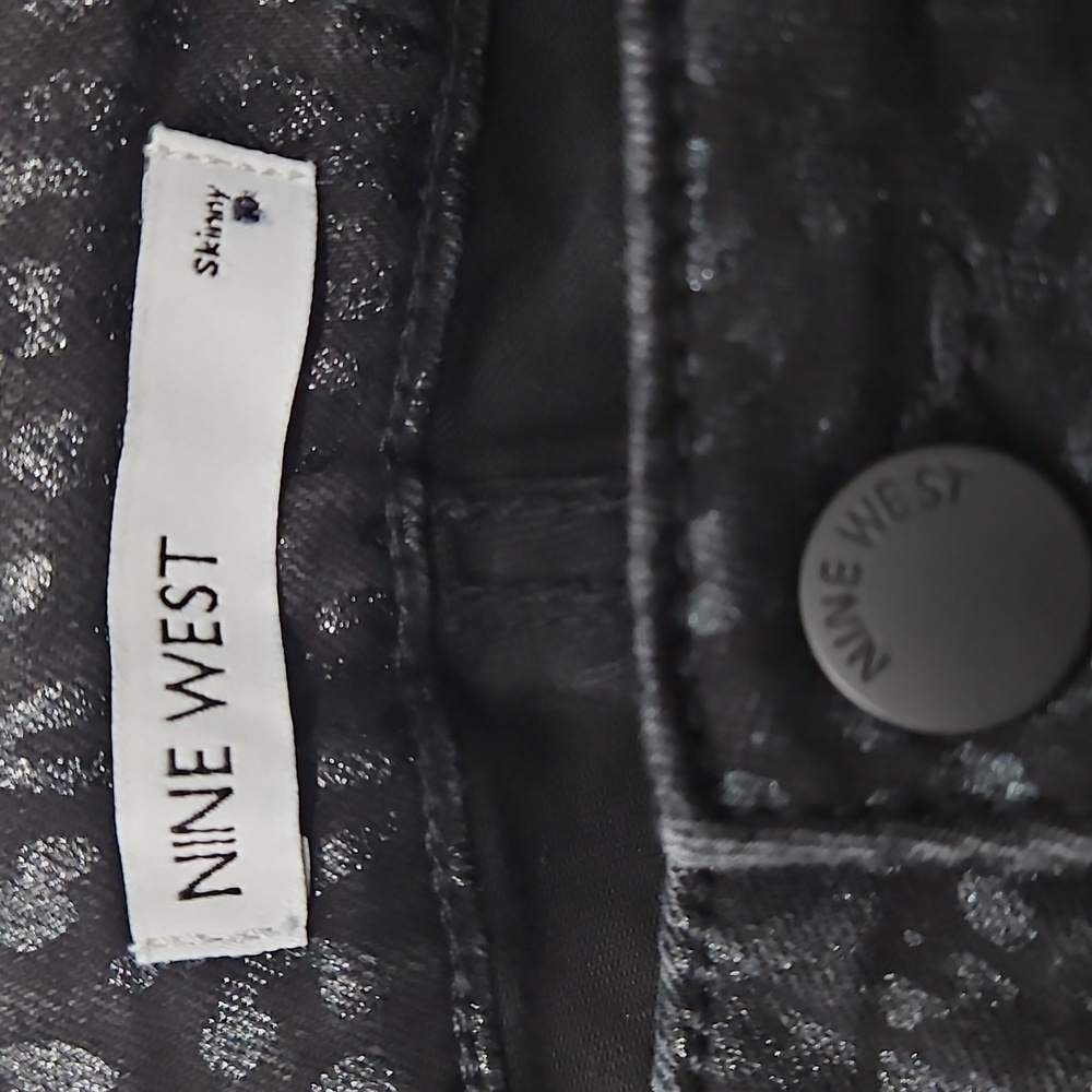 NINE WEST black leopard print jeans - Picture 4 of 13